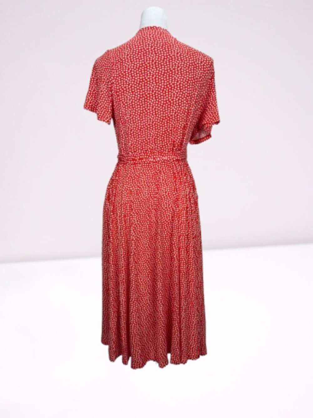 BODEN Cassia Jersey Wrap Midi Dress Red/ White Polka Dot Size 10P - Picture 7 of 8